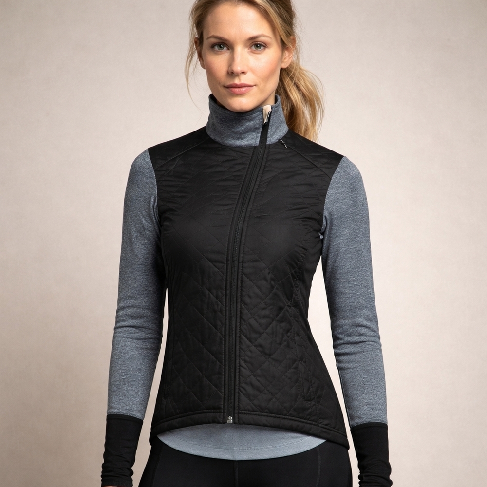 Cafe du Cycliste Heidi Jacket Women Medium Black Gray Insulated Winter Cycling